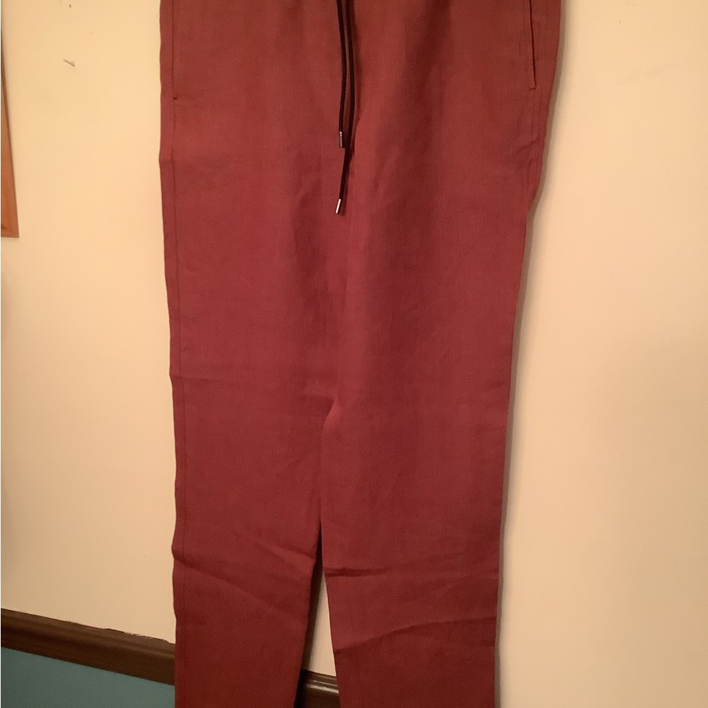 SEASE Summer Mindset Hemp Drawstring Pants L Crimson
